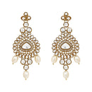 Etnico Gold Plated Traditional Multi Layered Pearl Kundan Bridal Necklace Jewellery with Dangle Earrings & Maang Tikka Set For Women/Girls (IJ386W)