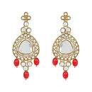 Etnico Gold Plated Traditional Multi Layered Pearl Kundan Bridal Necklace Jewellery with Dangle Earrings & Maang Tikka Set For Women/Girls (IJ387R)