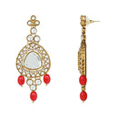 Etnico Gold Plated Traditional Multi Layered Pearl Kundan Bridal Necklace Jewellery with Dangle Earrings & Maang Tikka Set For Women/Girls (IJ387R)