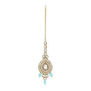 Etnico Gold Plated Traditional Multi Layered Pearl Kundan Bridal Necklace Jewellery with Dangle Earrings & Maang Tikka Set For Women/Girls (IJ388Sb)
