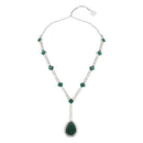 Etnico Silver Plated Crystal Drop Necklace & Earring Set For Women (IJ393) (Green)