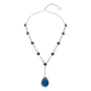 Etnico Silver Plated Stylish Design Crystal Diamond Necklace & Drop Earrings Jewellery Set for Women (IJ393ZMO)