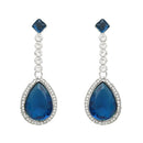 Etnico Silver Plated Stylish Design Crystal Diamond Necklace & Drop Earrings Jewellery Set for Women (IJ393ZMO)