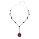 Etnico Silver Plated Crystal Drop Necklace & Earring Set For Women (IJ393) (Wine)