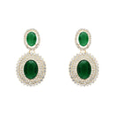 Etnico Stylish Design Crystal Diamond Necklace & Earrings Jewellery Set for Women (Green)