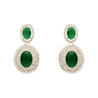 Etnico Stylish Design Crystal Diamond Necklace & Earrings Jewellery Set for Women (Green)