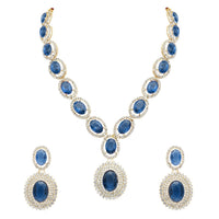 Etnico Stylish Design Crystal Diamond Necklace & Earrings Jewellery Set for Women (IJ394MO)