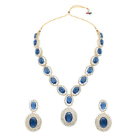 Etnico Stylish Design Crystal Diamond Necklace & Earrings Jewellery Set for Women (IJ394MO)