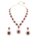 Etnico Stylish Design Crystal Diamond Necklace & Earrings Jewellery Set for Women (Wine)
