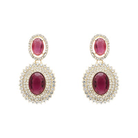 Etnico Stylish Design Crystal Diamond Necklace & Earrings Jewellery Set for Women (Wine)