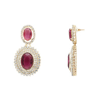 Etnico Stylish Design Crystal Diamond Necklace & Earrings Jewellery Set for Women (Wine)
