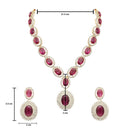 Etnico Stylish Design Crystal Diamond Necklace & Earrings Jewellery Set for Women (Wine)