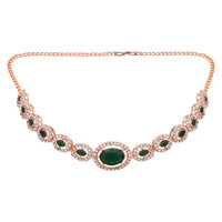 Etnico Rose Gold Plated Stylish Design Crystal Diamond Necklace & Earrings Jewellery Set for Women (Green)