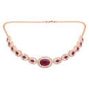 Etnico Rose Gold Plated Stylish Design Crystal Diamond Necklace & Earrings Jewellery Set for Women (IJ395RGWi)