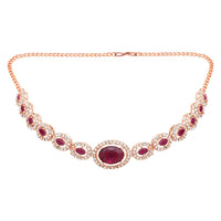 Etnico Rose Gold Plated Stylish Design Crystal Diamond Necklace & Earrings Jewellery Set for Women (IJ395RGWi)