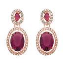 Etnico Rose Gold Plated Stylish Design Crystal Diamond Necklace & Earrings Jewellery Set for Women (IJ395RGWi)
