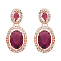 Etnico Rose Gold Plated Stylish Design Crystal Diamond Necklace & Earrings Jewellery Set for Women (IJ395RGWi)