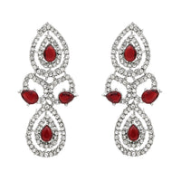 Etnico Silver Plated Stylish Design Crystal Diamond Necklace & Earrings Jewellery Set for Women (IJ396ZM)