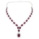 Etnico Silver Plated Stylish Design Crystal Diamond Necklace With Earrings & Maang Tikka Jewellery Set for Women (Silver Wine)