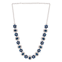 Etnico Silver Plated Traditional Stone Design Necklace Set with Earrings & Maang Tika for Women (IJ398ZBl)