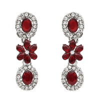Etnico Silver Plated Traditional Stone Design Necklace Set with Earrings & Maang Tika for Women (Silver Maroon)