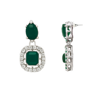 Etnico Silver Plated Traditional Stone Design Necklace Set with Earrings & Maang Tika for Women (IJ399ZG)