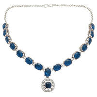 Etnico Silver Plated Stylish Design Crystal Diamond Necklace & Earrings Jewellery Set for Women (Montana)