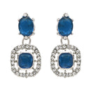 Etnico Silver Plated Stylish Design Crystal Diamond Necklace & Earrings Jewellery Set for Women (Montana)