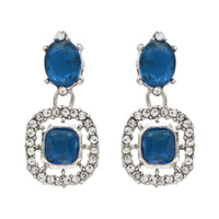 Etnico Silver Plated Stylish Design Crystal Diamond Necklace & Earrings Jewellery Set for Women (Montana)