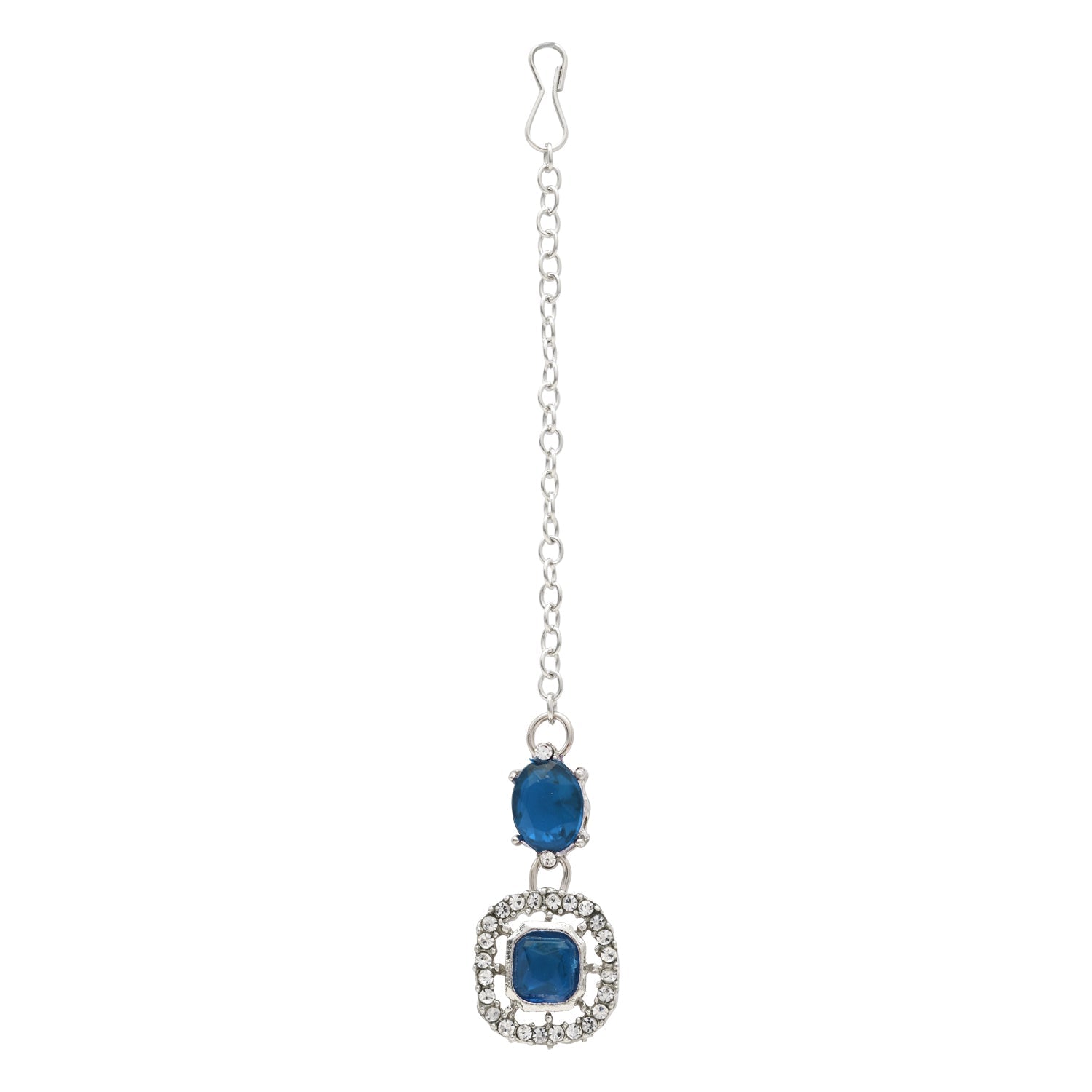 Etnico Silver Plated Stylish Design Crystal Diamond Necklace & Earrings Jewellery Set for Women (Montana)