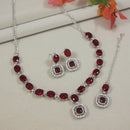 Etnico Silver Plated Stylish Design Crystal Diamond Necklace & Earrings Jewellery Set for Women (IJ399ZM)