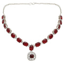 Etnico Silver Plated Stylish Design Crystal Diamond Necklace & Earrings Jewellery Set for Women (IJ399ZM)