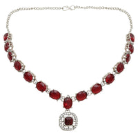 Etnico Silver Plated Stylish Design Crystal Diamond Necklace & Earrings Jewellery Set for Women (IJ399ZM)