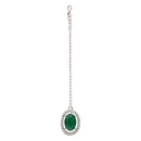 Etnico Silver Plated Stylish Design Crystal Diamond Necklace With Earrings & Maang Tikka Jewellery Set for Women (IJ400ZG)
