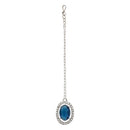 Etnico Silver Plated Stylish Design Crystal Diamond Necklace With Earrings & Maang Tikka Jewellery Set for Women (Silver Montana)