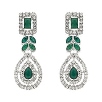 Etnico Silver Plated Stylish Design Crystal Diamond Necklace With Earrings & Maang Tikka Jewellery Set for Women (IJ402ZG)