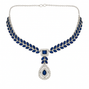 Etnico Silver Plated Elegant Leaf Motif Necklace Set with Earrings & Maang Tika for Women (IJ402ZMo)