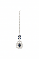 Etnico Silver Plated Elegant Leaf Motif Necklace Set with Earrings & Maang Tika for Women (IJ402ZMo)