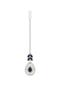 Etnico Silver Plated Elegant Leaf Motif Necklace Set with Earrings & Maang Tika for Women (IJ402ZMo)