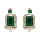 Etnico Gold Plated Stylish Design Crystal Diamond Necklace & Earrings Jewellery Set for Women (Green)