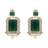 Etnico Gold Plated Stylish Design Crystal Diamond Necklace & Earrings Jewellery Set for Women (Green)