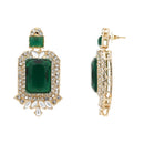 Etnico Gold Plated Stylish Design Crystal Diamond Necklace & Earrings Jewellery Set for Women (Green)