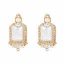 Etnico Gold Plated Classic Square Motif Necklace Set with Earrings for Women (IJ404W)