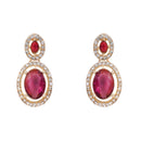 Etnico Gold Plated Stylish Design Crystal Diamond Oval Shape Necklace With Earrings & Maang Tikka Jewellery Set for Women (Wine)