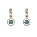 Etnico Gold Plated Stylish Design Crystal Diamond Necklace With Earrings & Maang Tikka Jewellery Set for Women (Green)