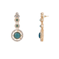 Etnico Gold Plated Stylish Design Crystal Diamond Necklace With Earrings & Maang Tikka Jewellery Set for Women (Green)