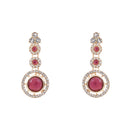 Etnico Gold Plated Stylish Design Crystal Diamond Necklace With Earrings & Maang Tikka Jewellery Set for Women (IJ415Wi)
