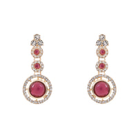 Etnico Gold Plated Stylish Design Crystal Diamond Necklace With Earrings & Maang Tikka Jewellery Set for Women (IJ415Wi)