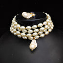 Knigght angel  Gold Plated Pearl Choker Necklace Set