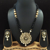 Knigght angel  Gold Plated Kundan Stone And Beads Long Necklace Set